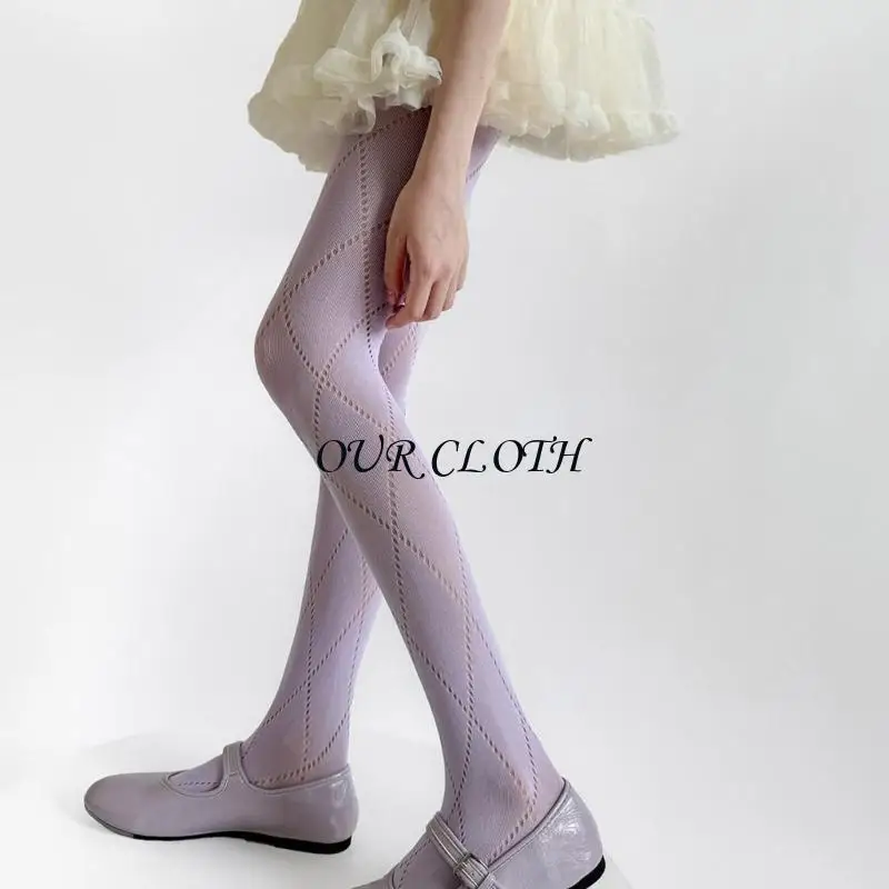 الأزياء الأنيقة Hollowout Argyle Pattern Women's Spring Wings Limgings Leggings Lepaque Bantyhose Sockings Hosiery Y1AC #3