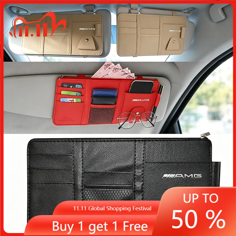 

Car Sun Visor Point Type Multi-function Storage Bag Stickers For Mercedes Benz C350 C180 C200 C250 C300 C Class W204 W108 W124