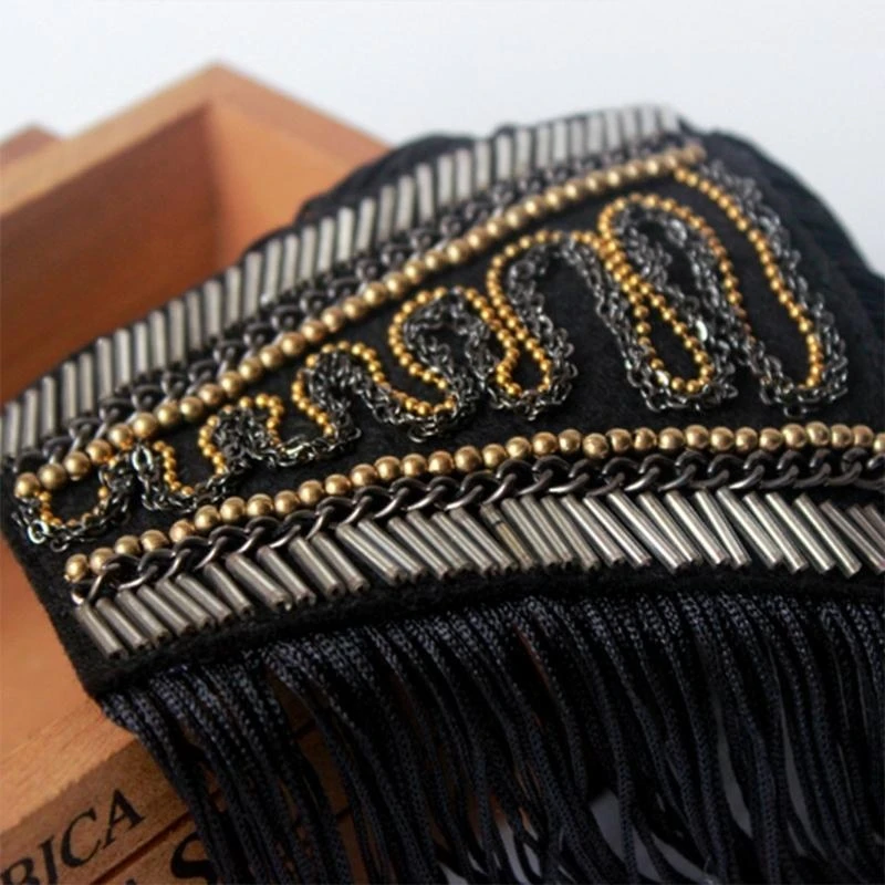 

R1WE 1Pc Shoulder Epaulets Tassels Beads Tassels Chain Epaulet Shoulder Board Badge for Shoulder Epaulets Beads Fringes