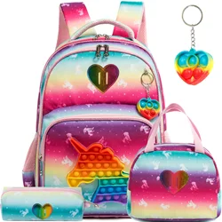 Backpack for Girls Elementary Preschool Kids Lunch Box for School Unicorn