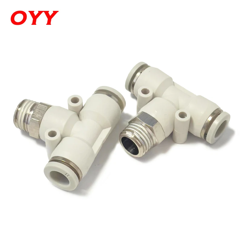 10PCS High Quality White Pneumatic Fitting T Type Tee With Thread PB4-M5/6-M5 Quick Connector PB4/6/8/10/12-01/02/03/04