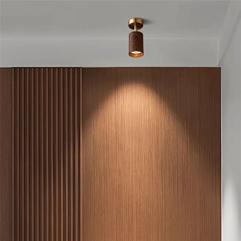 

AAAF Adjustable Angle Mounted Spotlights Led Spot Light Small Ceiling Lamp Aluminum Material Walnut Finish