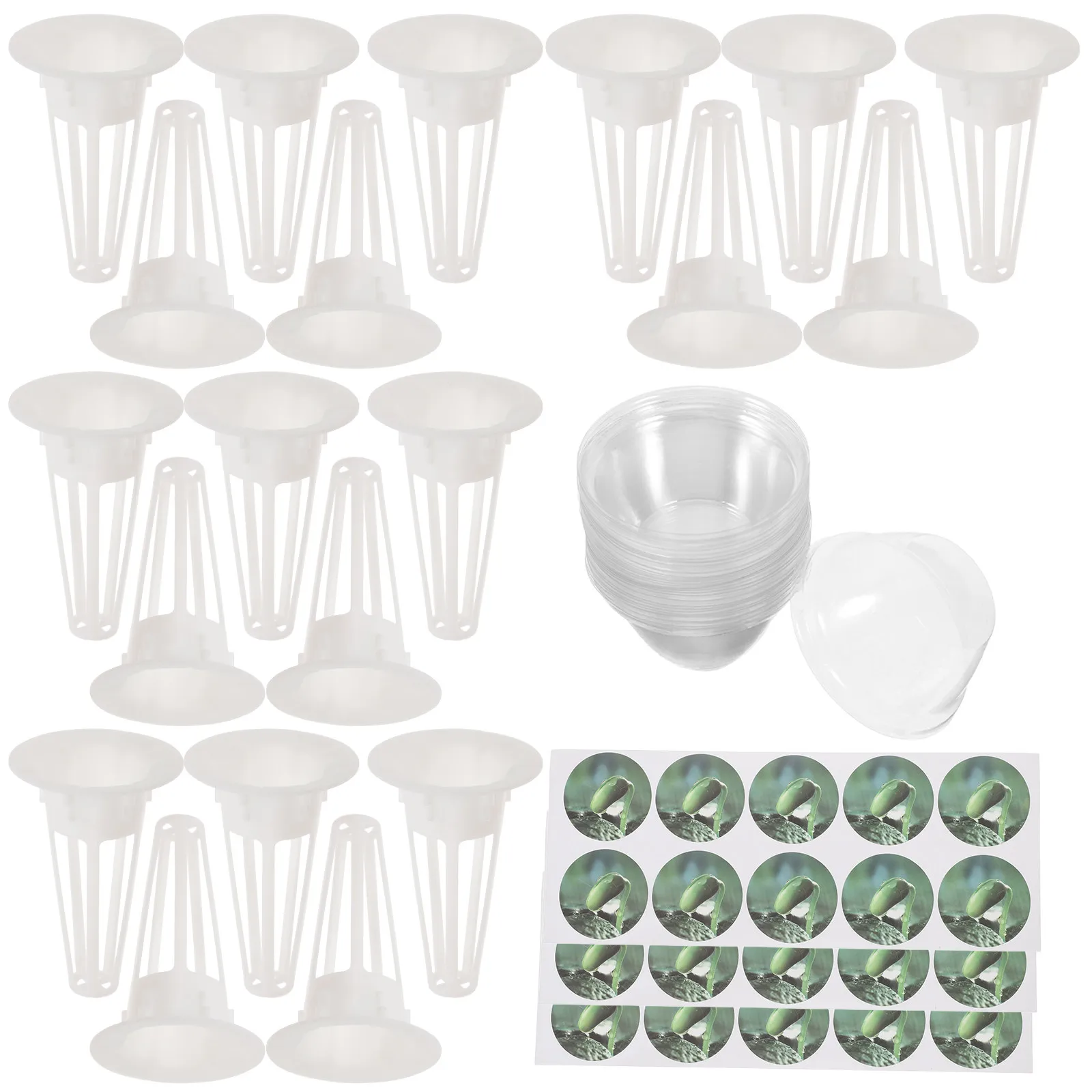 30Sets Hydroponic Seed Starter Dome Kit Clear Humidity Tray Indoor Plant Germination Cover Reusable Nursery Growing Accessories
