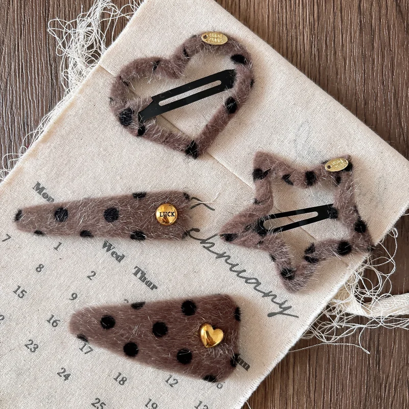 Y2K Sweet Cool Заколки для волос с леопардовым принтом и вырезом, BB-заколки со звездами, заколки для волос для девочек, корейский осенний стиль