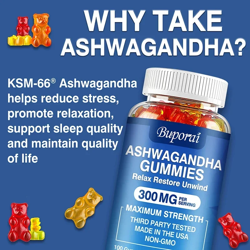 Ashwagandha Gummies - Supports Sleep, Relieves Stress, Provides Positive Mood and Memory