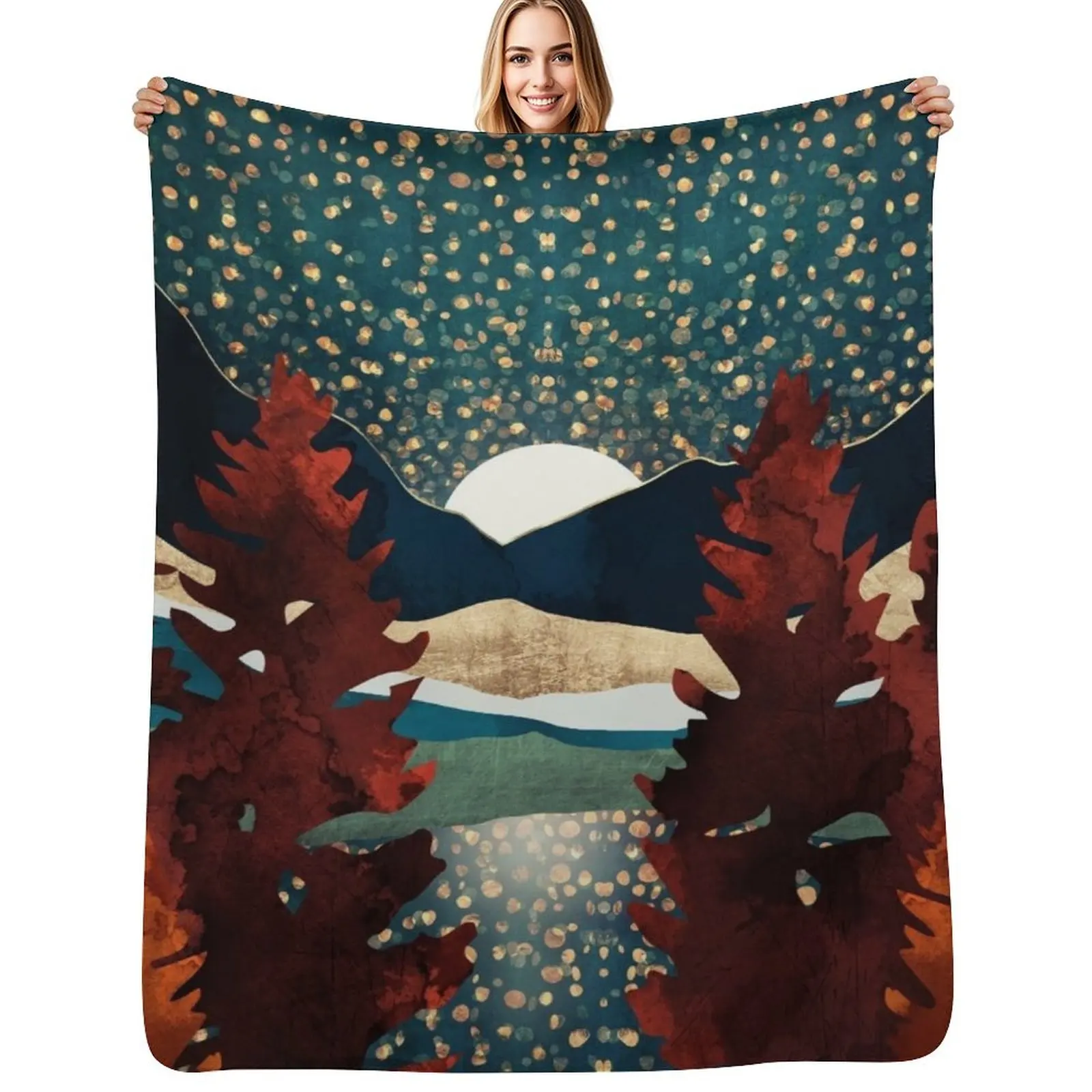 

Star Sky Reflection Throw Blanket Cute Soft Plush Plaid Summer valentine gift ideas Blankets