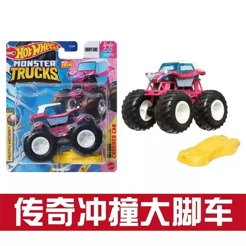 Original Hot Wheels Monster Car Crushed Trucks Big Foot Boys Toys 1/64 Diecast Mega Wrex Nissan Pickup Batman Beast Bashers Gift