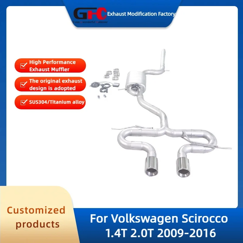 Catback Valvetronic Exhaust Pipe for Volkswagen Scirocco 1.4T 2.0T 2009-2016 High Performance Stainless Steel Exhaust System