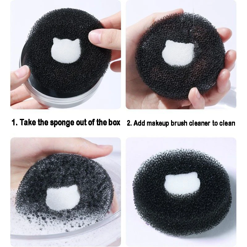 فرش مكياج نظيفة بشعار مخصص دون إضرار شعيرات ظلال العيون منظف فرشاة تنظيف جاف إسفنجة غسيل فرشاة مكياج #3