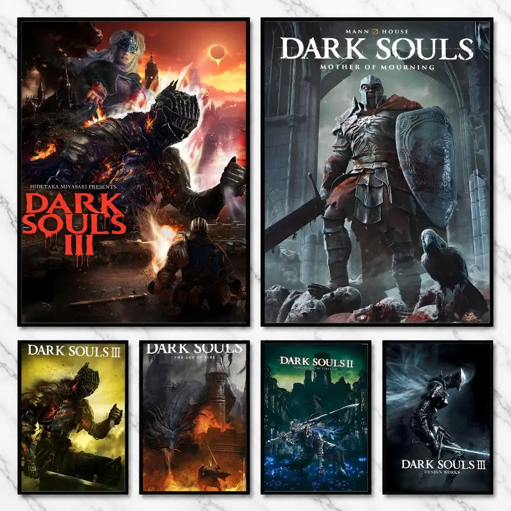 Dark Souls Gothic Medieval Action RPG Dark Mythos Poster Self-Adhesive Unframed Fashion Wall Prints for Office & Home Decor