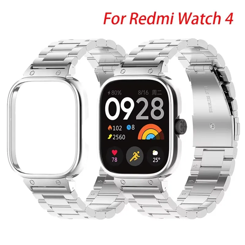 Metal Watch strap Case Protector redmiwatch 4 Bracelet Protective Cover For Redmi Watch 4 Stainless Steel band For redmi watch 4