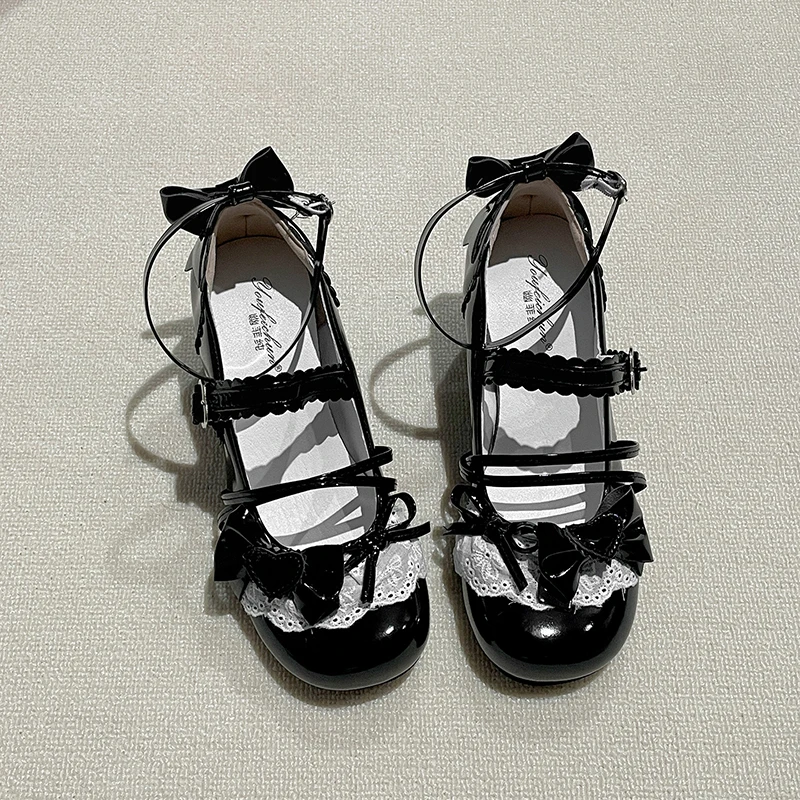 Ballet Style Thick Heel Lolita Mary Jane Shoes - Fashion Butterfly-Knot Outdoor Party Dress Pumps for Women
