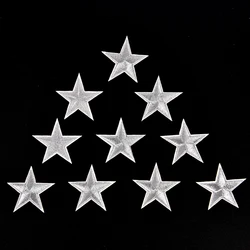 10PCs Silver Stars Embroidered Badges Iron On Patches Motif Applique Stickers