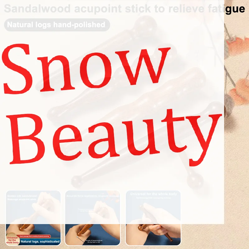 (Ce14)Wood Massage Stick Tool Natural Sandalwood Massager Acupoint Reflexology Tool For Body Relaxing Deep Tissue Foot Massage