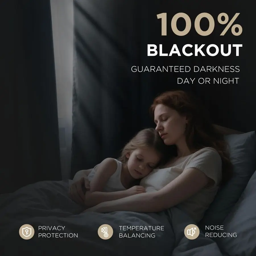 ผ้าม่านกันแสง 100% สำหรับห้องนอน ผ้าม่านลินินธรรมชาติ ผ้าม่านกันความร้อนและแสง ผ้าม่านแบบมีรูร้อยราวและแถบยึดด้านหลัง