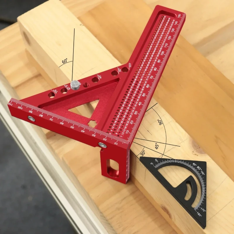 2-in-1 Carpentry Set Square and Small Triangle Ruler Combination Set - 3D Multi-Angle Framing Square Protractor Rafter Square
