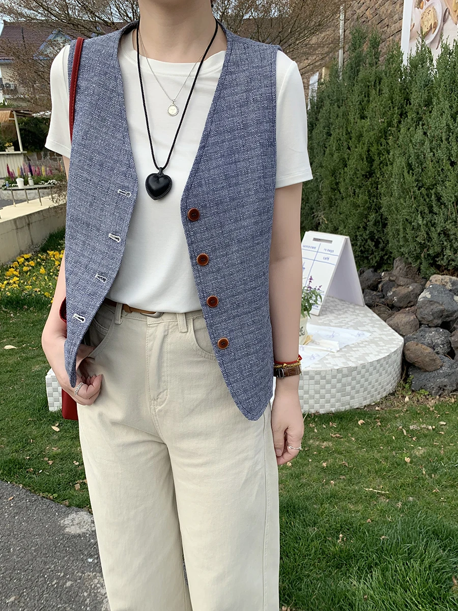 

ELINSU Винтажный клетчатый жилет-топ для женщин, укороченный, на одной пуговице, для весеннего повседневного образа