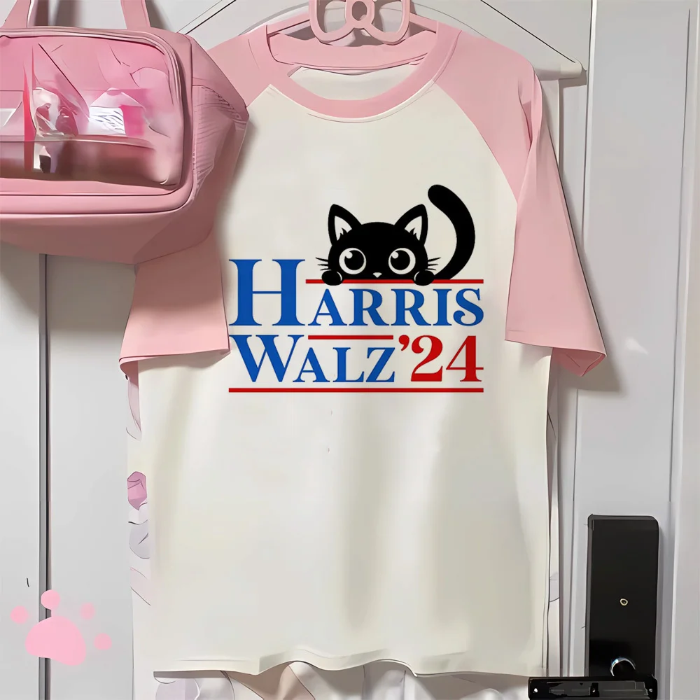 Harris Walz tshirt women aesthetic Pop Culture Psychedelic Gothic hip hop women tshirt harajuku Trendy Vintage Retro