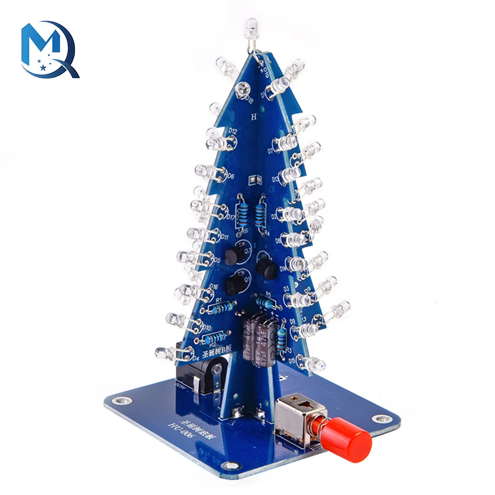 RGB LED Flashing Christmas Tree DIY Kits Electronics Soldering Colorful 3D Xmas Tree DIY Kits for Soldering Practice LearningNew