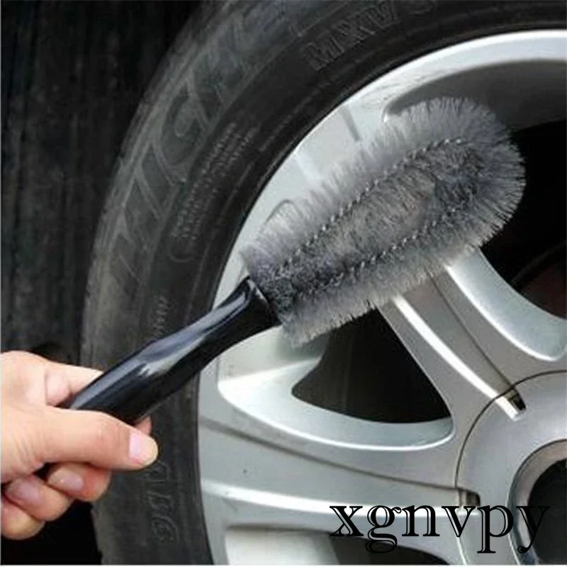 Xgnvpy High density car wheel brush Car wash supplies 27cm clean steel ring dead Angle dirt tire cleaning brush