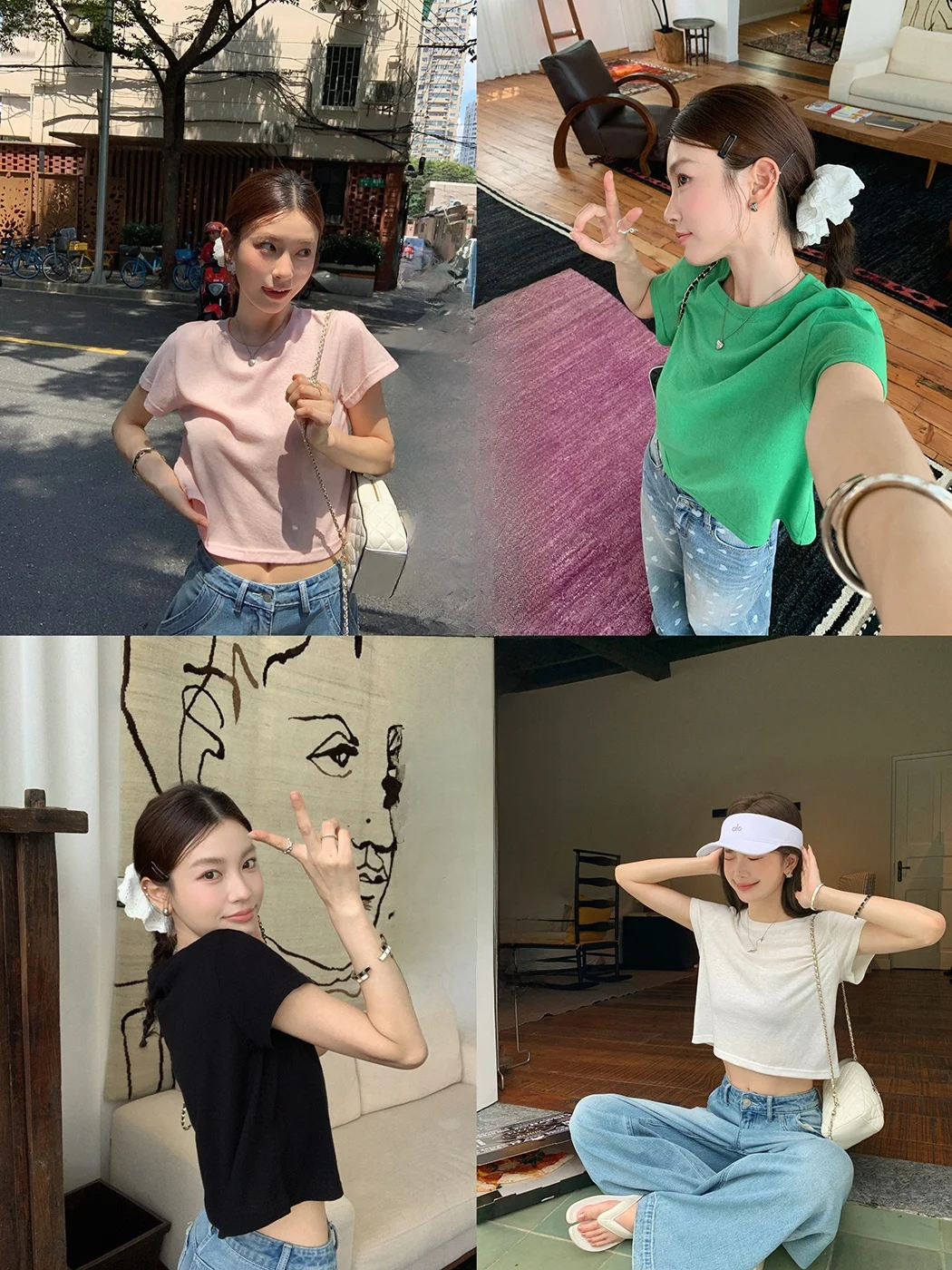 

Ibell Zhang ort T Knitted Lightweight Cotton Polyester Blend round Ne ort Sve Women's Summer Top Casual Sle Standa...