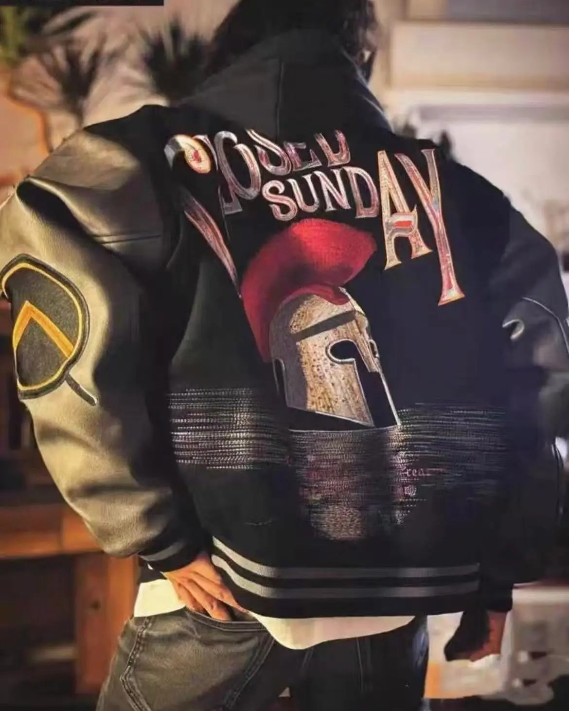 

Зимние куртки с вышивкой в американском стиле ретро, мужские лоскутные свободные бейсбольные майки, уличная одежда, пальто, кожаная куртка, мужская одежда