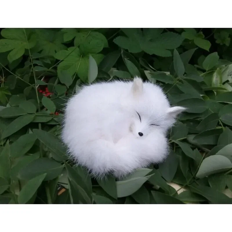 Simulation Foxes Figures Toy Realistic Sleeping Fox Plush Fur Animal Doll Photography Props Home Decor Ornaments Crafts