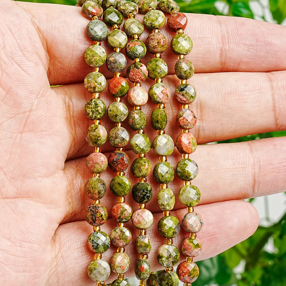 NATURAL UNAKITE STONE BEADS RE - Gemstone Bracelet Healing 评论和价格