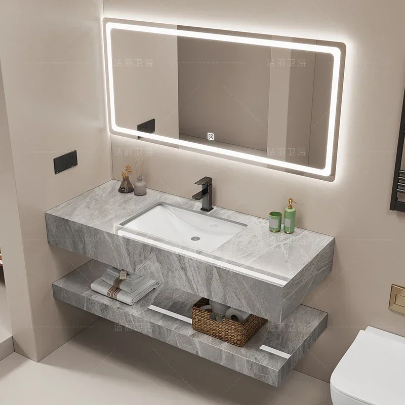 خزانة حمام مصممة بشكل بسيط، مع حوض سيراميك من البلاط الصخري، حوض غسيل حمام بسيط وحديث، مبيعات ساخنة