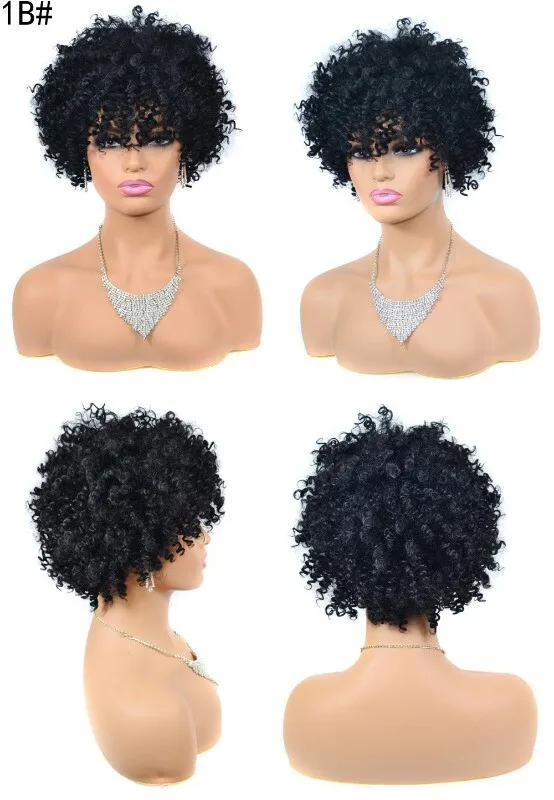 المرأة مجعد الباروكات أزياء قصيرة السيدات رمادي مجعد الشعر الاصطناعية شعر مستعار + غطاء شعر مستعار #5