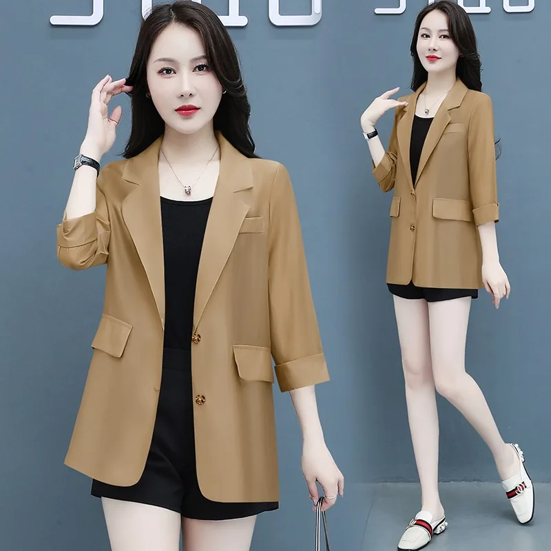 2022 Fashion Ladies Suit Jacket Women Clothing Summer Blazers Thin Large Size Medium Sleeve Casual Suits Top bd51