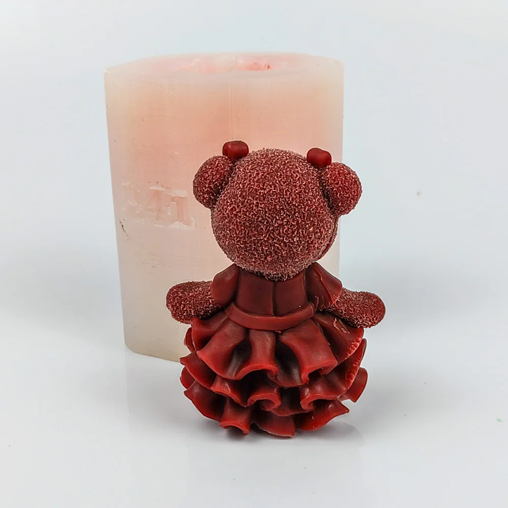 DW0490 PRZY Wearing Dress, Bowtie, Rose Teddy Bear Moulds Silicone Wedding Birthday Soap Molds 3D Animal Candle Mold Clay Resin