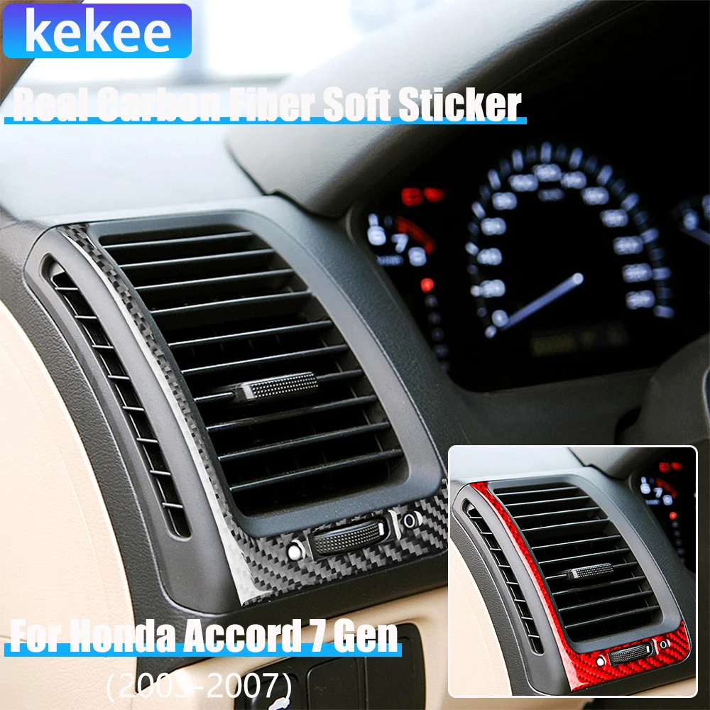 

Real Carbon Fiber Car Accessories Dashboard Side Air Vent Cover Soft Sticker For Honda Accord 7th Gen 2003 2004 2005 2006 2007