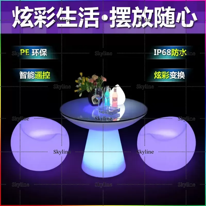 for Color LED Luminous Bar Table and Chairs Dining Coffee Banquet High Table