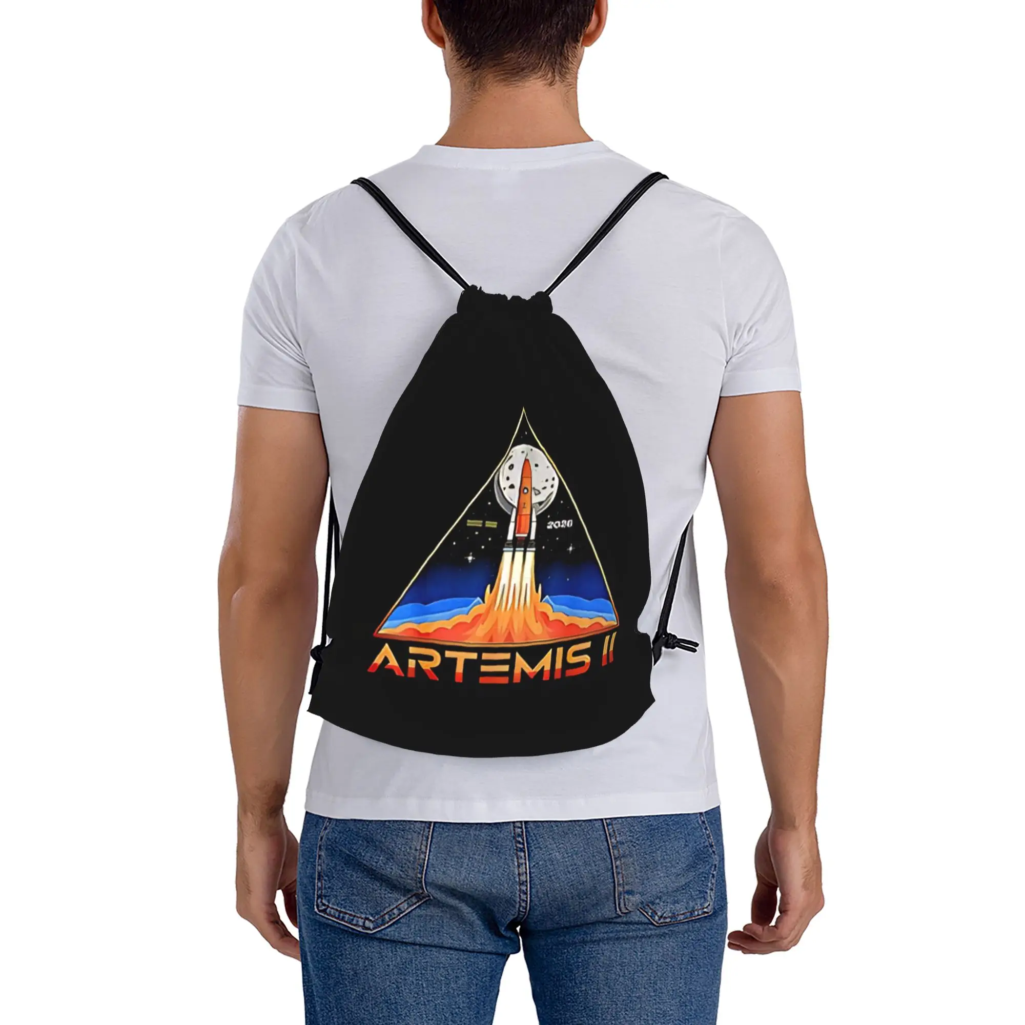 2026 Artemis II 9  Multi-function Pocket Men Women Storage Backpack Teenager Travel Bag Print Drawstring Bags