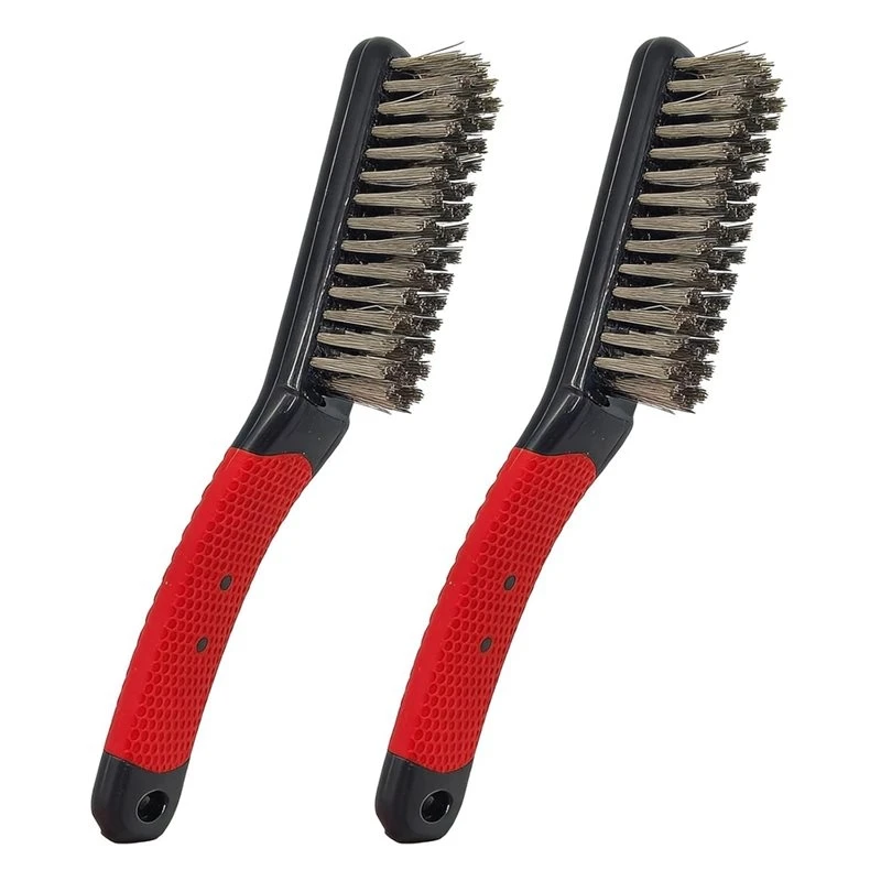 ABAE-2-Pack Heavy Duty Large Wire Brush, Stainless Steel Scratch Brushes For Aggressive Cleaning, DIY With Non-Slip Handle
