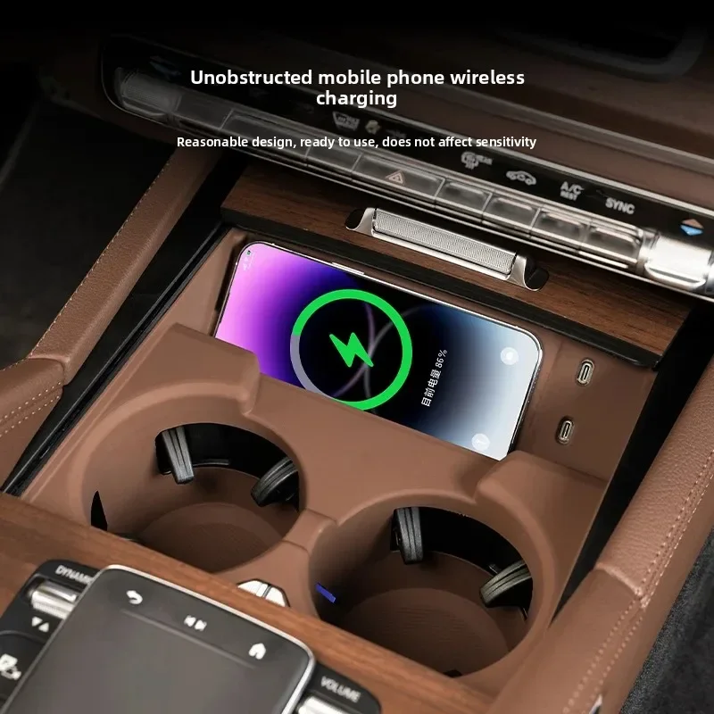 Water cup holder and wireless charging pad for Mercedes 24-25 GLE W167 350 v167 coupe gls x167 450 500e 350d trim  accessories