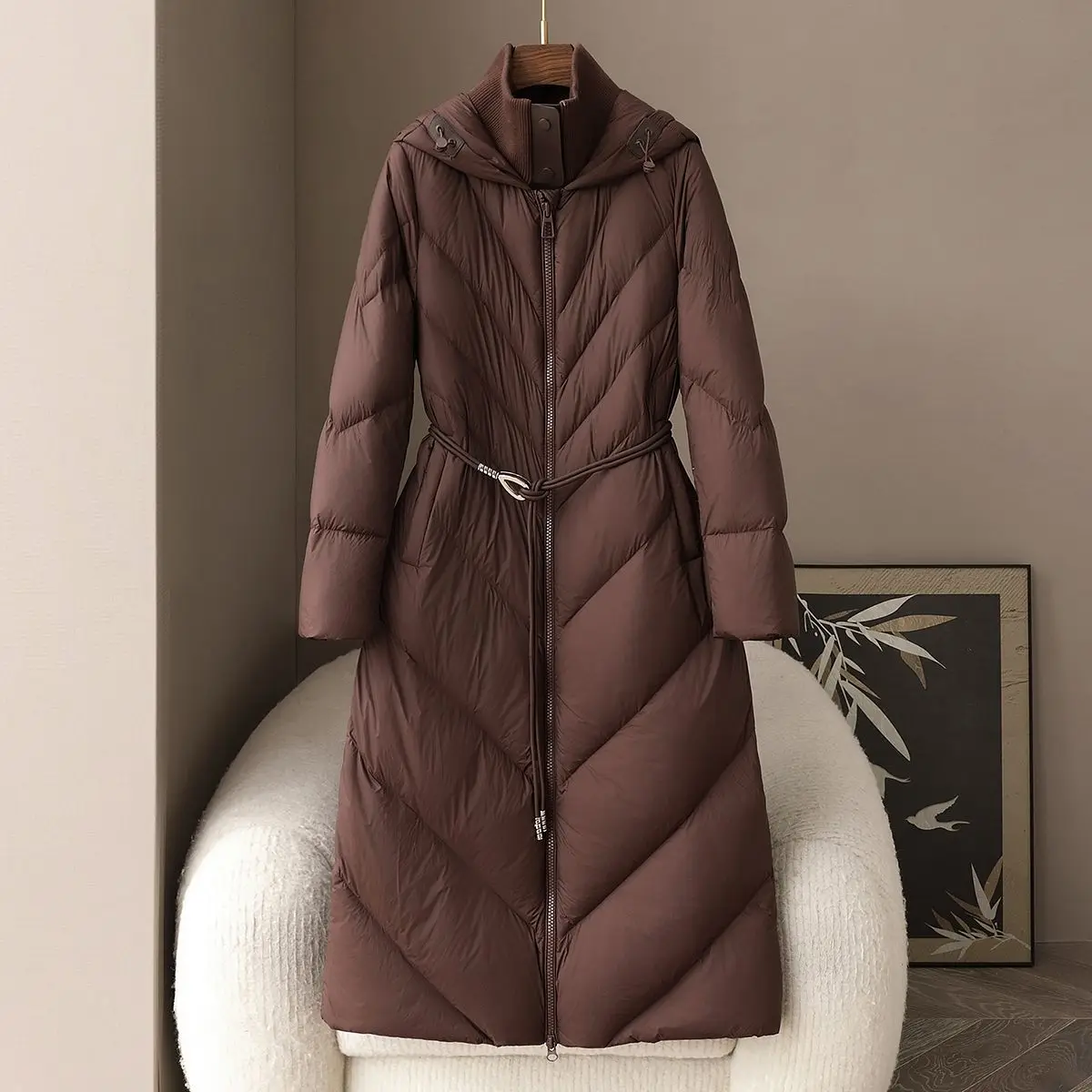 2025 겨울 신상 여성 다운 자켓 출퇴근 방풍 후드 슬리밍 구스 다운 코트