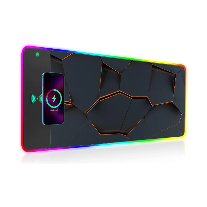 Mouse Pad Wireless Charging Abstract Material Polygon Art Gamer Decoration Gaming Mouse Pad Xxl Rgb Laptop Accesories Desktop