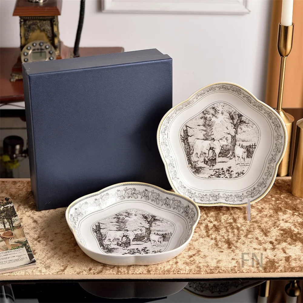 

Vintage Ceramic Tableware Plate Saucer Coffee Cup Saucer Rice Bowl Tableware Set Housewarming Gift Kitchen Accessories