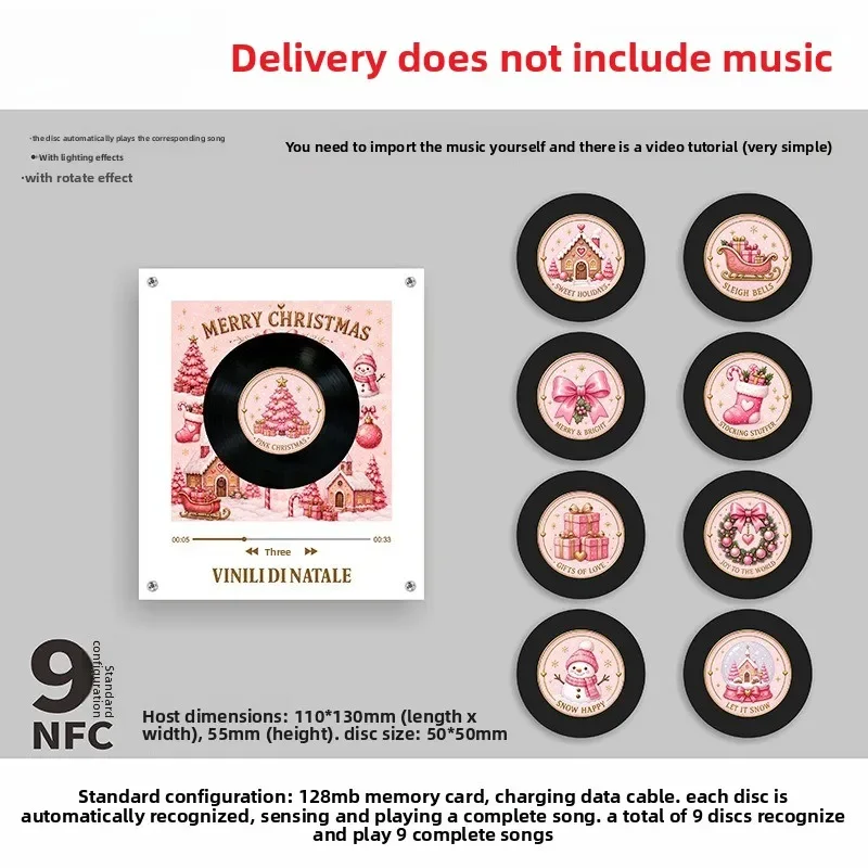 Christmas Rotating Disc Night Light Magnetic Refrigerator Sticker NFC Induction Automatic Singing Machine Creative Ornament