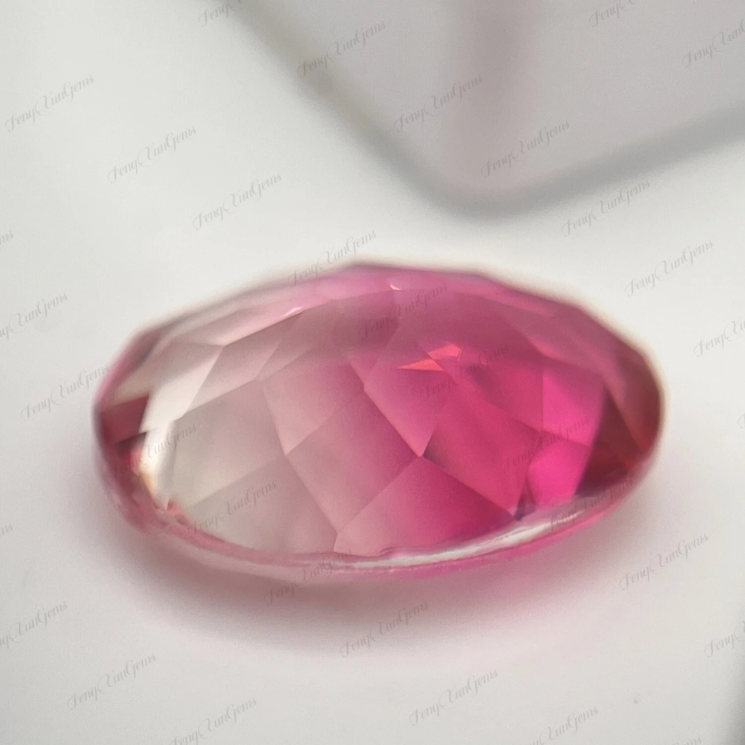 High Gloss Oval Glass Watermelon Tourmaline Loose Stone Gradient Pink Gem For Jewelry Craft Making