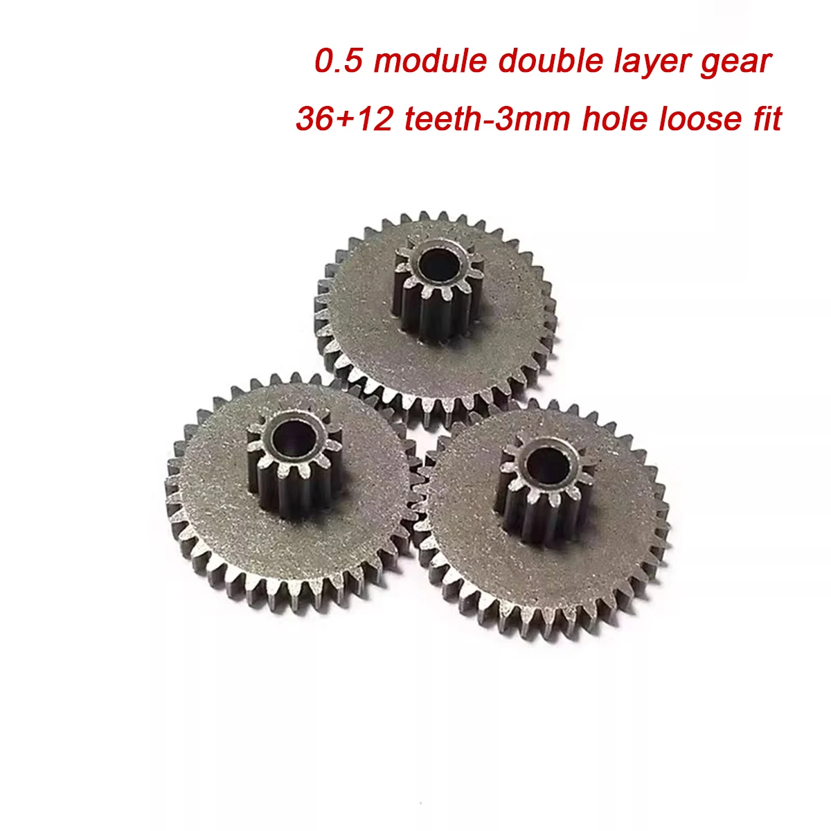 Hole Metal Gear 0.5 Modulus Powder Metallurgy Double Layered Gear 36+12 Teeth 3mm