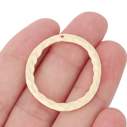 35x32mm Large Hammered Open Round Circle Gold Charms Pendants for DIY Earrings Jewelry Making Findings Accessories 10pcs