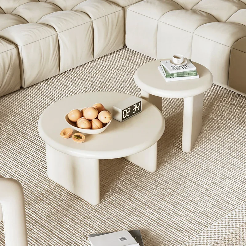 

Nordic Modern Minimalist Coffee Table Cream Style Small Coffee Tables Small Circular High Low Tea Table Living Room Furniture