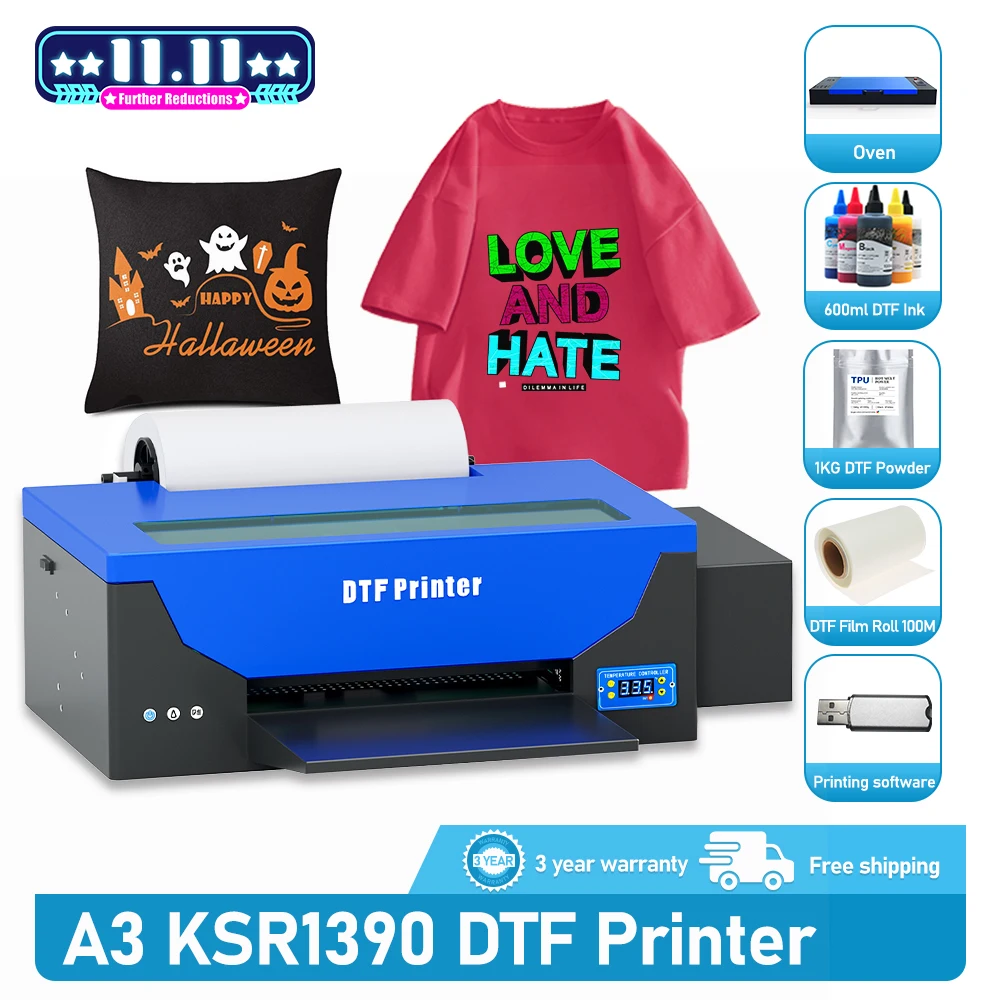 

Принтер A3 DTF R1390 для печати на футболках с прямой передачей, принтер A3 DTF в комплекте с духовкой для рождественских принтеров DTF DIY