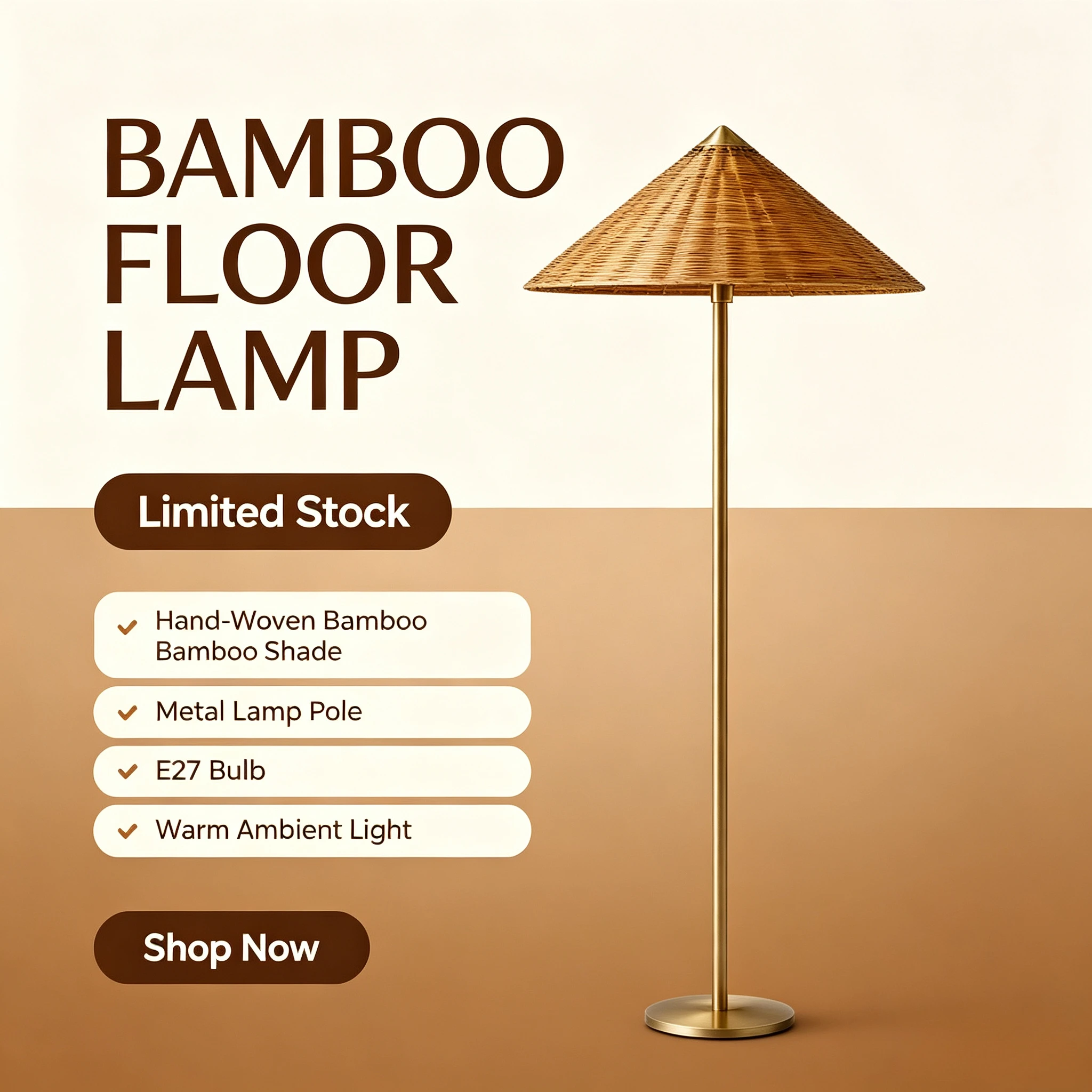 Modern Minimalist Bamboo Weaving Floor Lamps Living Room Decor Stand Lights Bedroom Illumination Fixture 2026 Novelty Lighting