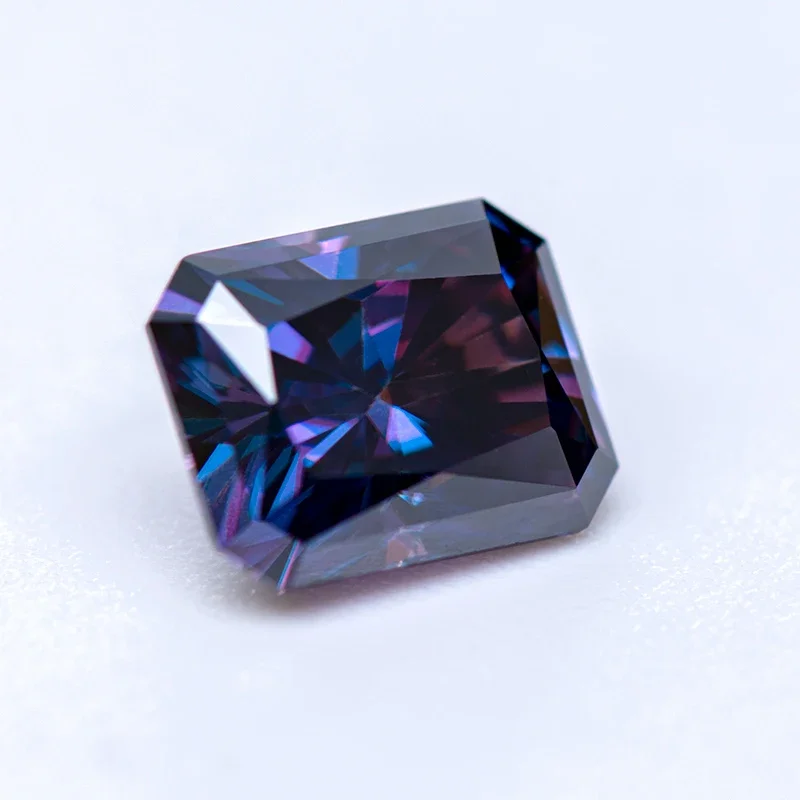 Moissanite Lab Grown Diamond Imperial Purple Color Radiant Cut Gemstone for Women Jewelry Making Materials with GRA Certificate