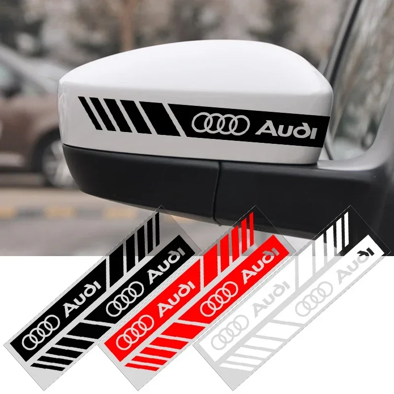 2pcs Car PVC Stripe Racing Strips Rear View Mirror Stickers For Audi Q7 Q3 Q5L Q2L S4 S5 S6 S7 S8 A4L A3 A4 A7 A5 RS3 B6 B8 B7