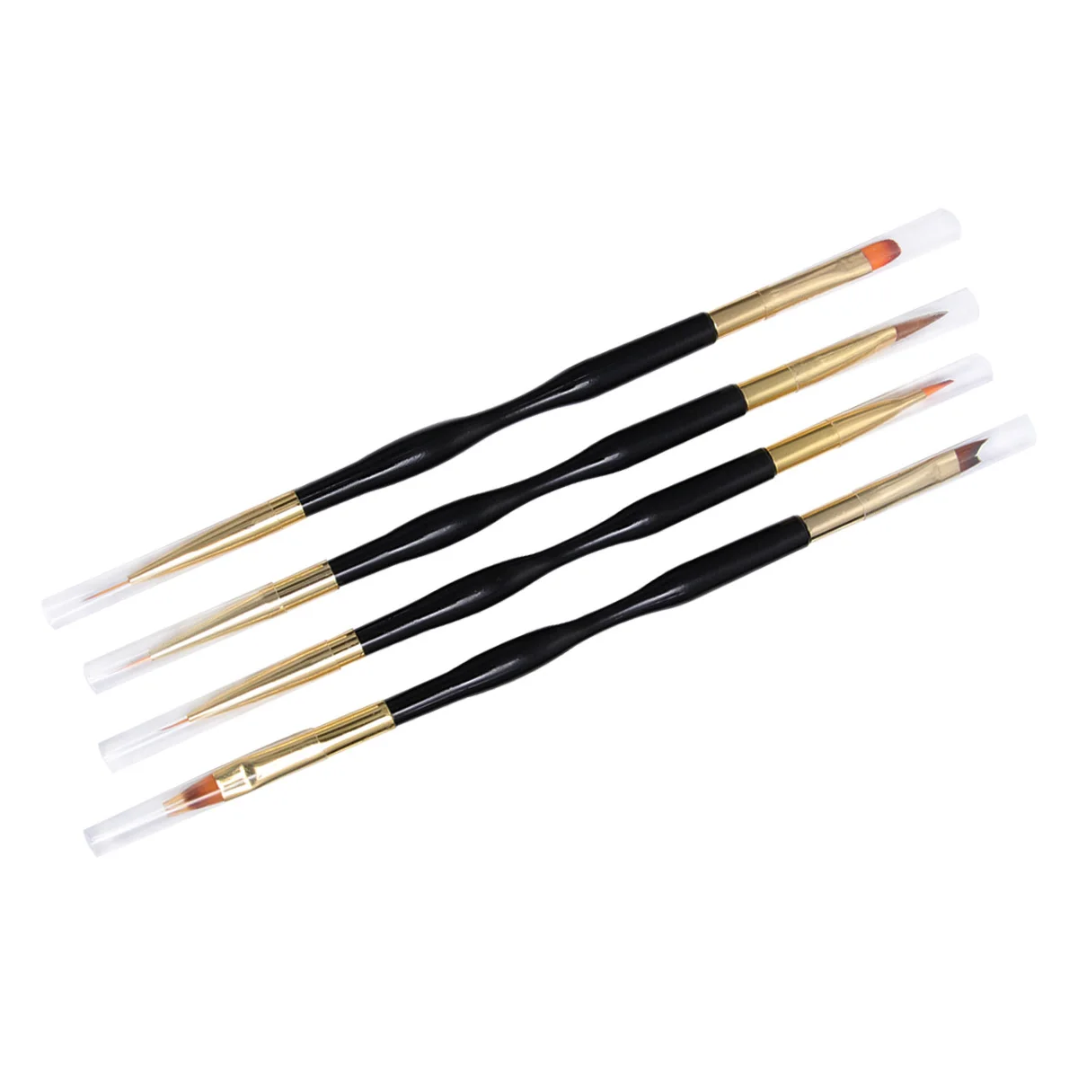 

4Pcs Nail Art Brushes Set Black Double-Ended Pen for Professional Manicure DIY Designs Fine Detail Work Tools Kits